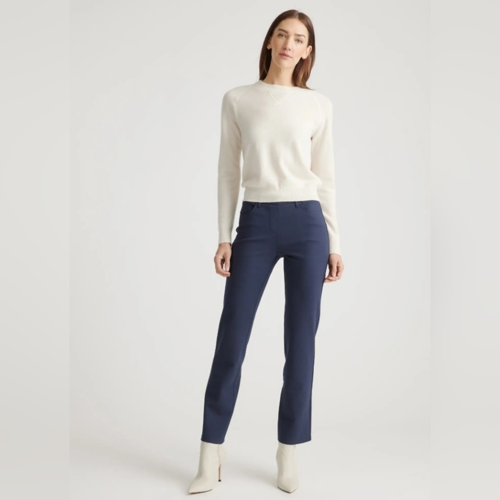 🆕️ Quince's Ultra-Stretch Women’s Ponte Straight Leg 4-Pocket Pant sz XS Blue